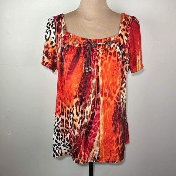 Zac & Rachel short sleeve blouse size large petite - Picture 1 of 9